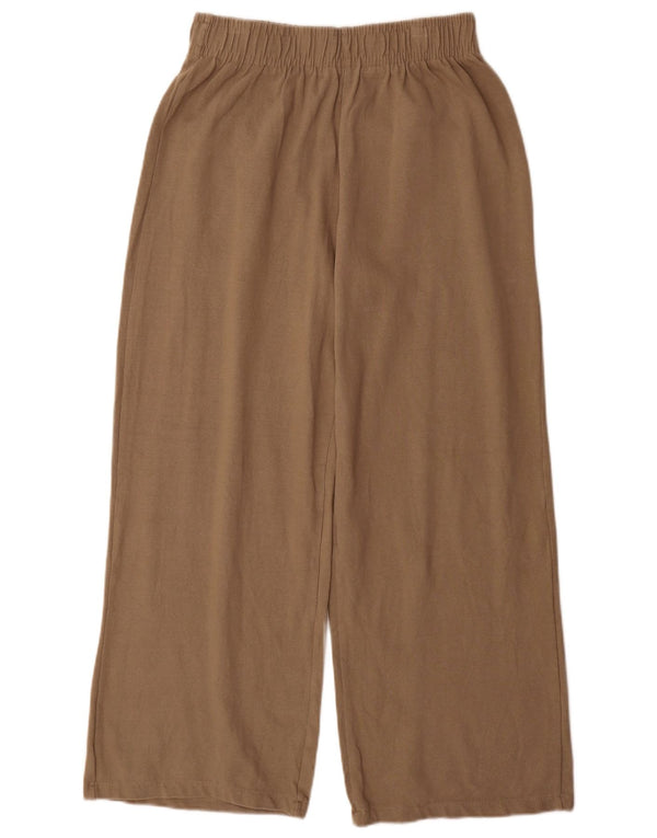 Zara Damen-Trainingshose mit weitem Bein, UK 12, mittelbeige Baumwolle