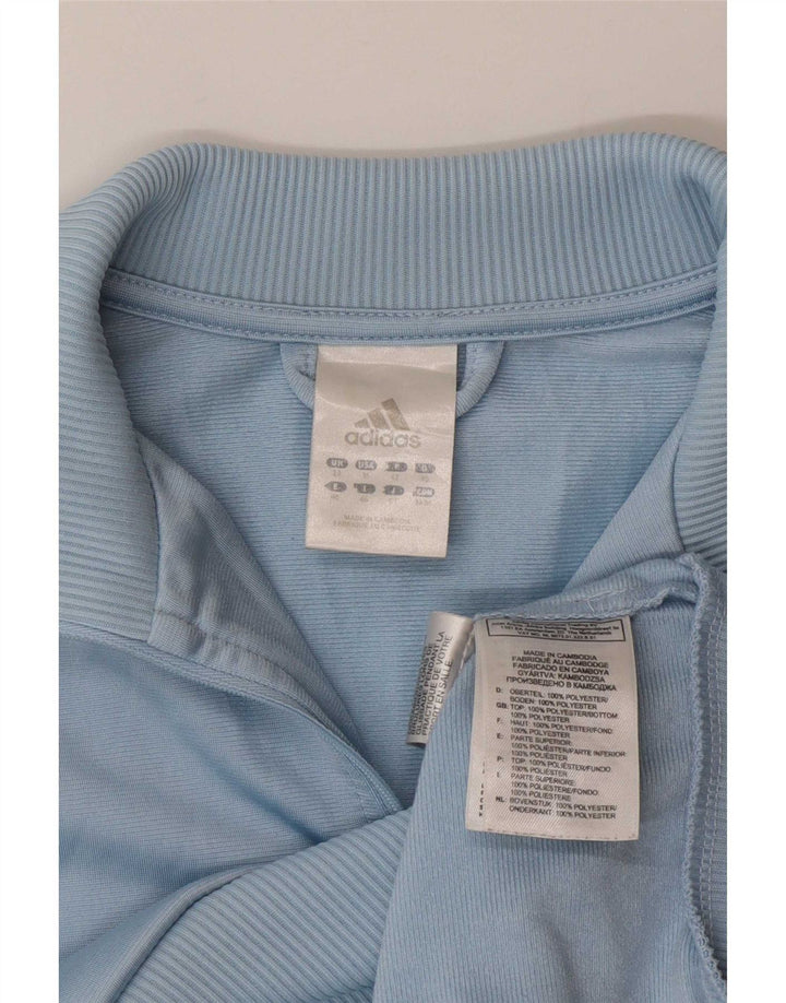 Adidas Damen Trainingsanzug Top Jacke UK 14 Mittelblaues Polyester