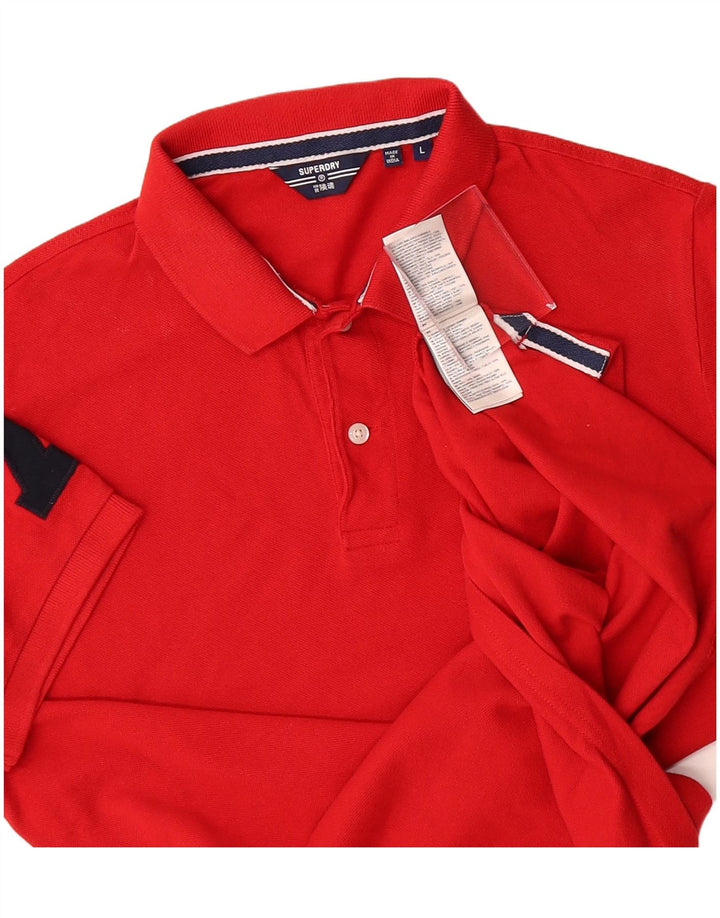 SUPERDRY Mens Graphic Polo Shirt Large Red Cotton