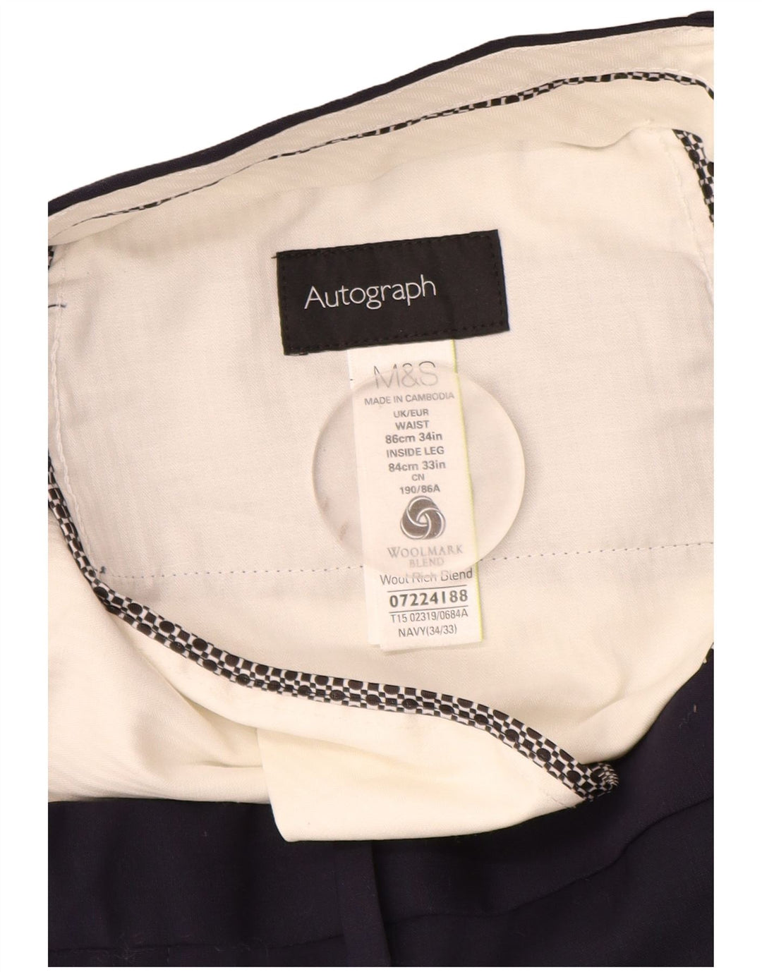 Marks & Spencer Herren Autograph Gerade Anzughose W34 L33 Marineblau