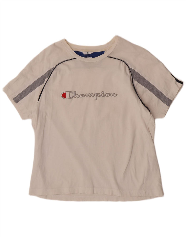 Champion Herren Kurzarm-T-Shirt mit normaler Grafik, mittelweiße Baumwolle