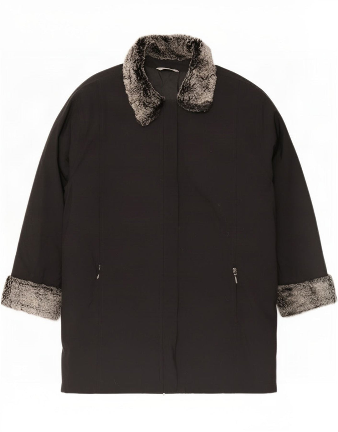Marks & Spencer Damen Übergroße wattierte Jacke UK 16 Large Schwarz Acryl
