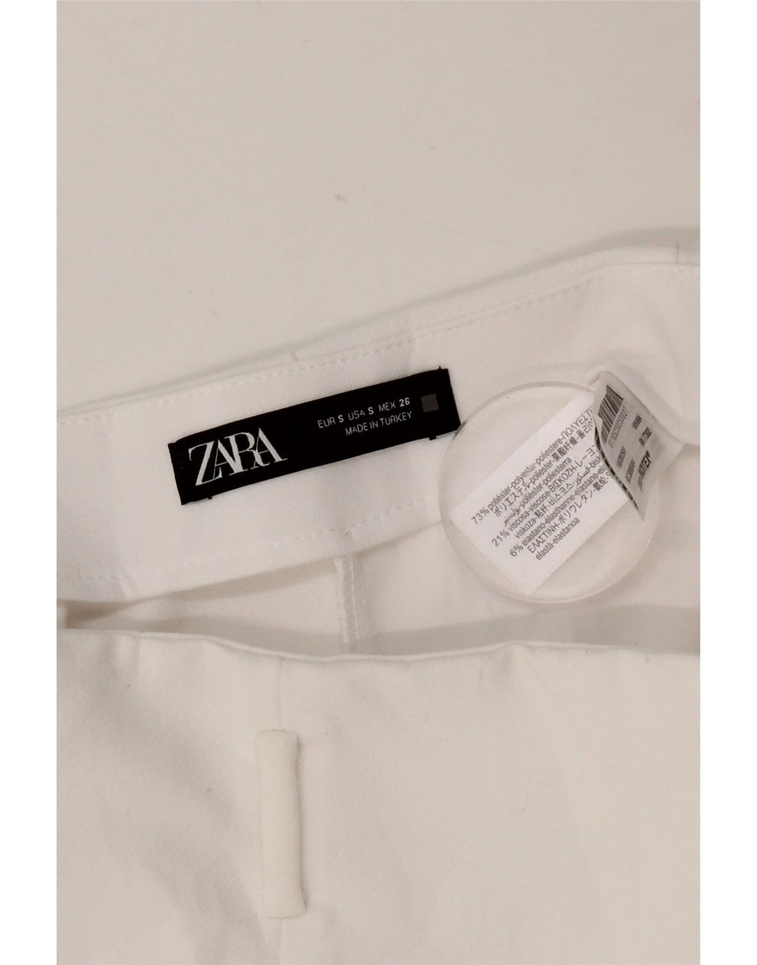 Zara Damen-Freizeitshorts mit hoher Taille, Größe S, W26, Weiß, Polyester