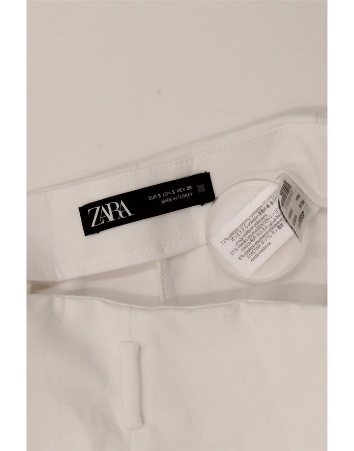 Zara Damen-Freizeitshorts mit hoher Taille, Größe S, W26, Weiß, Polyester