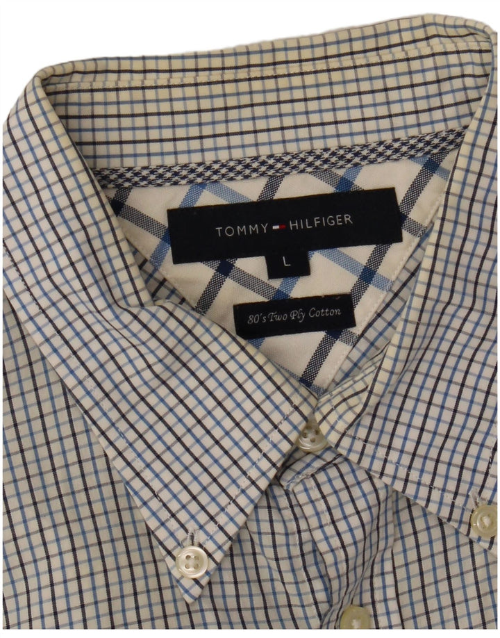 TOMMY HILFIGER Mens Shirt Large Blue Check