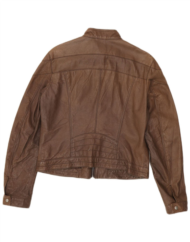 OVS Leder-Bikerjacke für Mädchen, 13–14 Jahre, braunes Leder