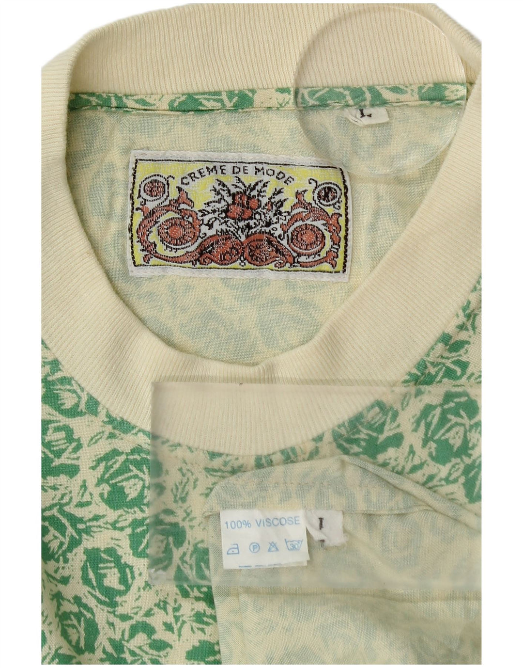 VINTAGE Herren T-Shirt Top Große grüne Viskose mit Blumenmuster