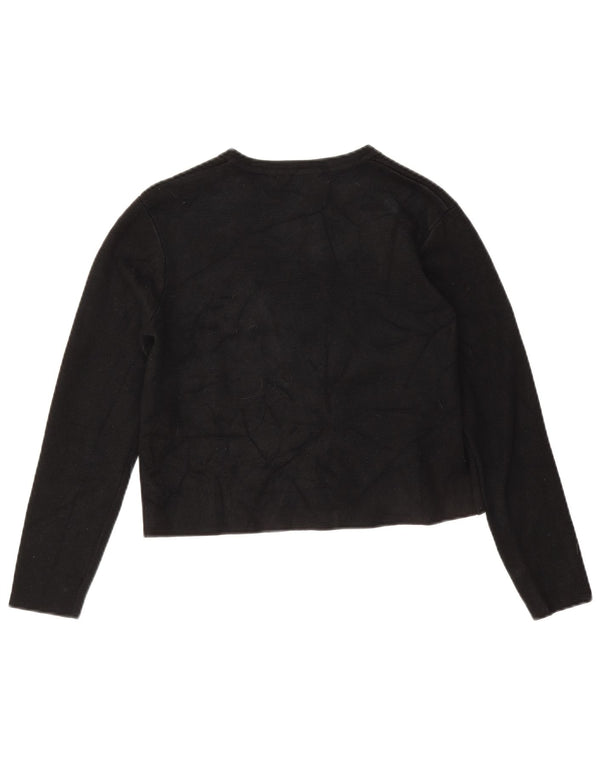 Zara Damen Crop Cardigan Pullover UK 10 Small Schwarz