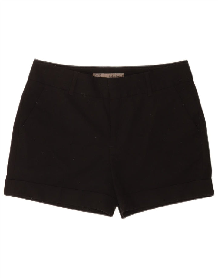 Zara Damen Chinoshorts Medium W28 Schwarz Polyester