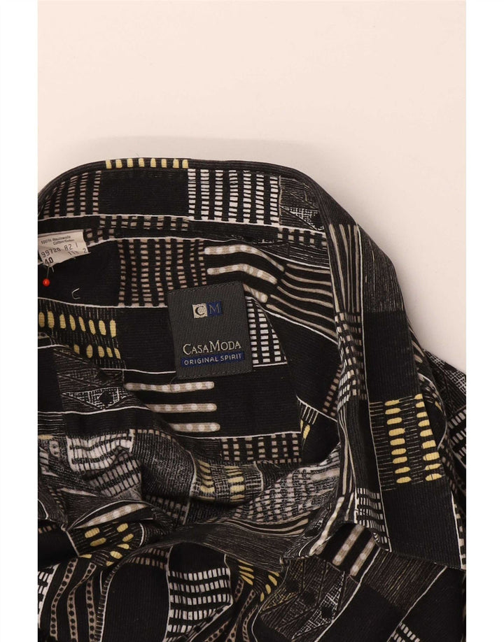 Casa Moda Herren-Kurzarmhemd, Größe 40, Mittelschwarz, geometrische Baumwolle
