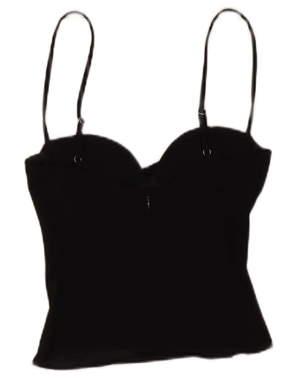 Zara Damen Crop Cami Top UK 6 XS Schwarz