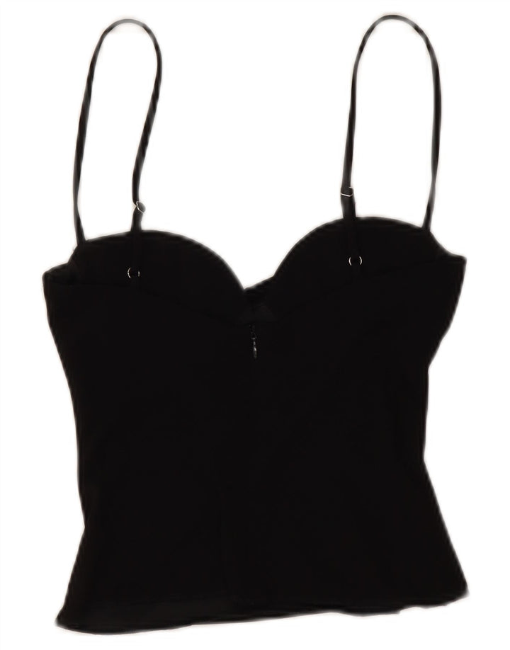 Zara Damen Crop Cami Top UK 6 XS Schwarz