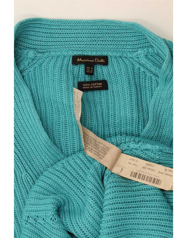 Massimo Dutti Damen-Pullover in Übergröße mit V-Ausschnitt, Gr. 14, Mitteltürkis