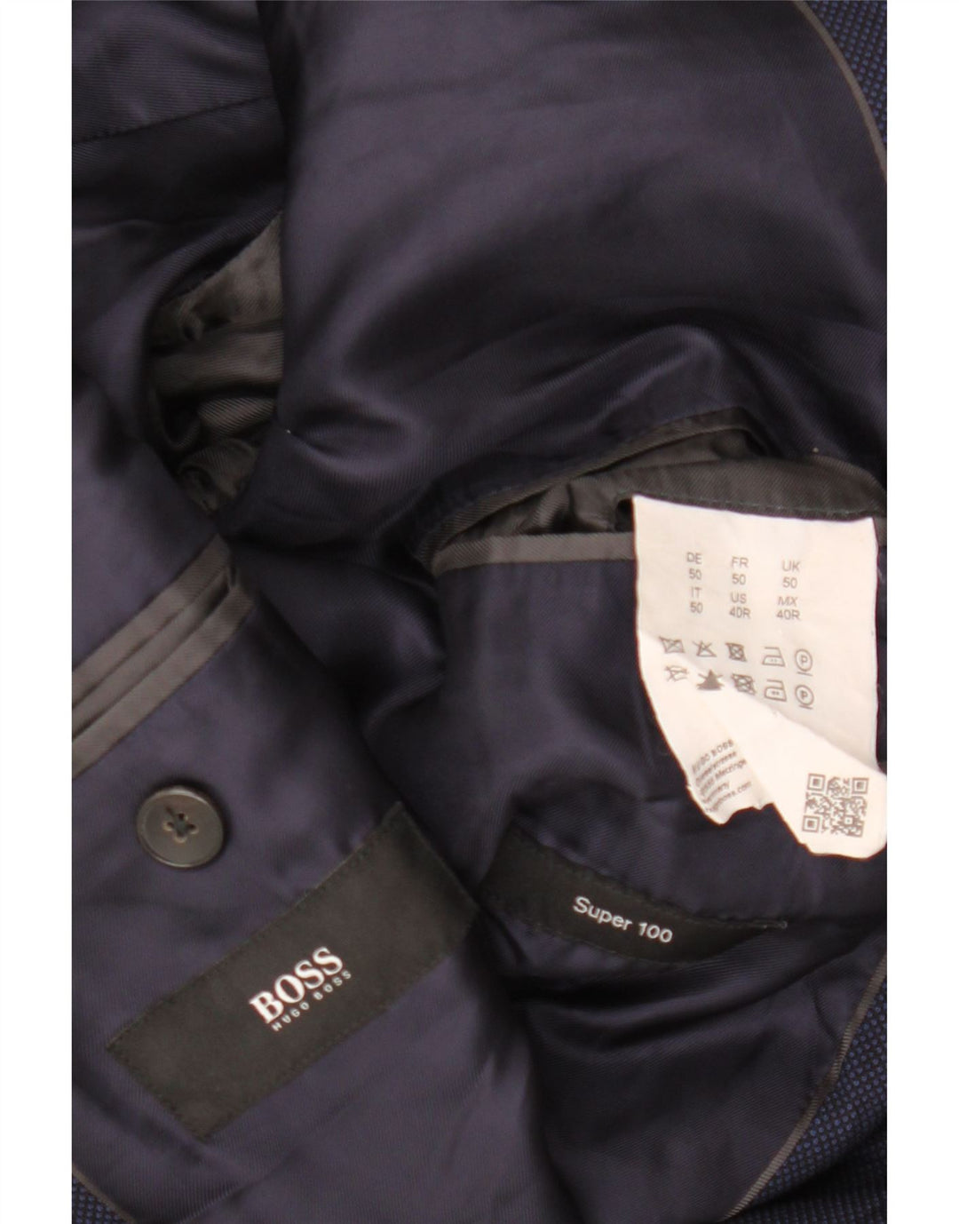 HUGO BOSS Herren 2-Knopf-Blazerjacke IT 50 Large Marineblau