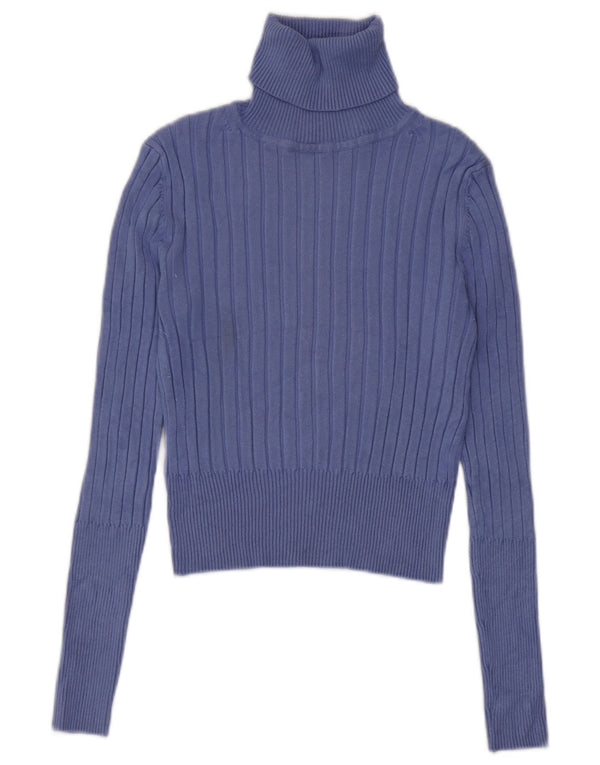 Zara Damen Crop Rollkragenpullover Pullover UK 12 Mittellila