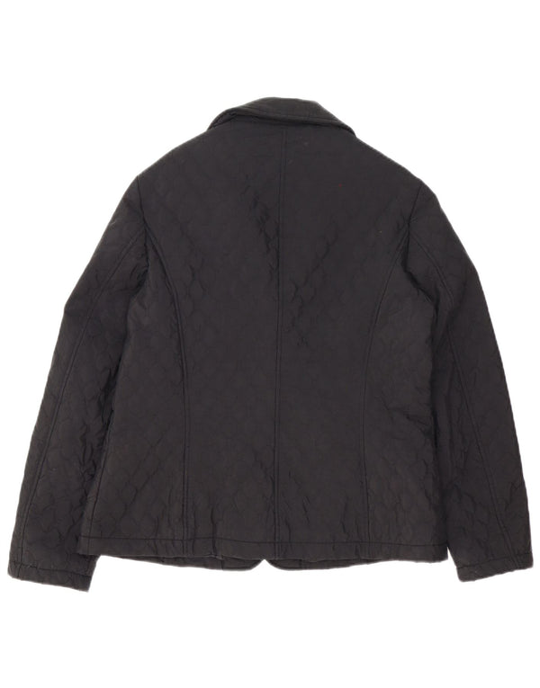 Cherie Damen-Blazer mit 4 Knöpfen, gesteppt, IT 46, Größe L, Schwarz, Baumwolle