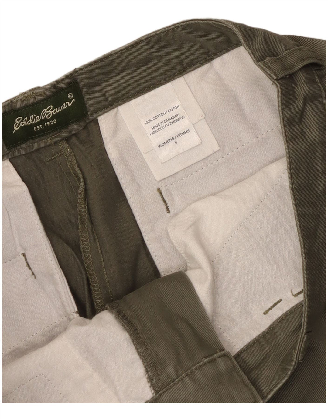 Eddie Bauer Damen Freizeitshorts US 6 Medium W30 Khaki Baumwolle