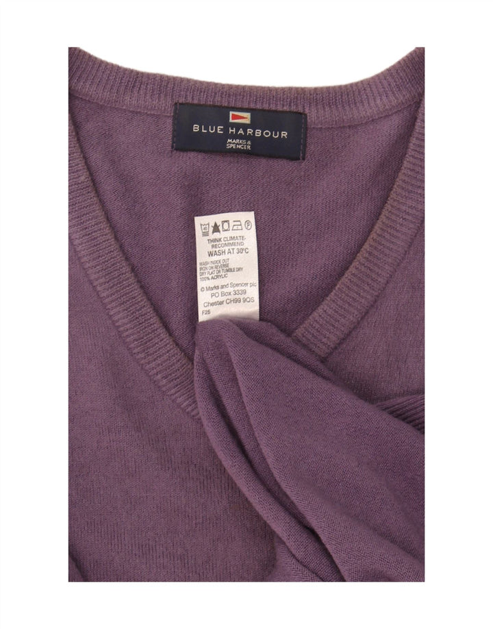 Marks & Spencer Herren Blue Harbour Pullover mit V-Ausschnitt, Größe L, Lila
