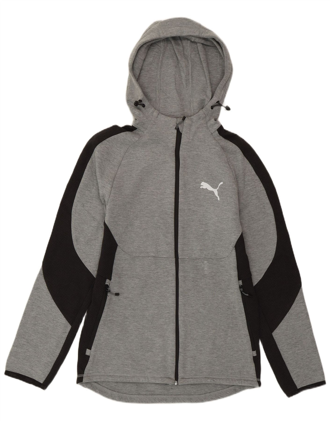 PUMA Herren-Kapuzenpullover mit Reißverschluss, klein, Grau, Colourblock-Baumwolle