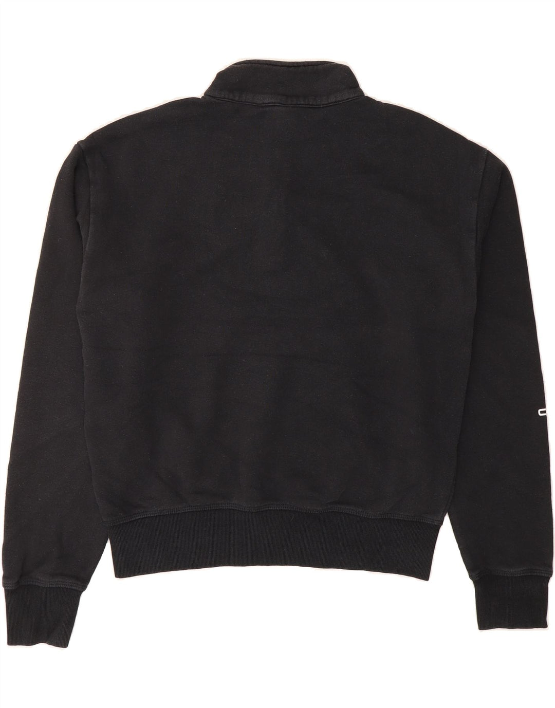 CHAMPION Womens Graphic Zip Neck Sweatshirt Jumper UIK 14 Medium Black Vintage Champion and Second-Hand Champion from Messina Hembry 