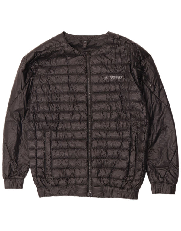 Adidas Herren gepolsterte Jacke UK 38 Medium Schwarz Nylon