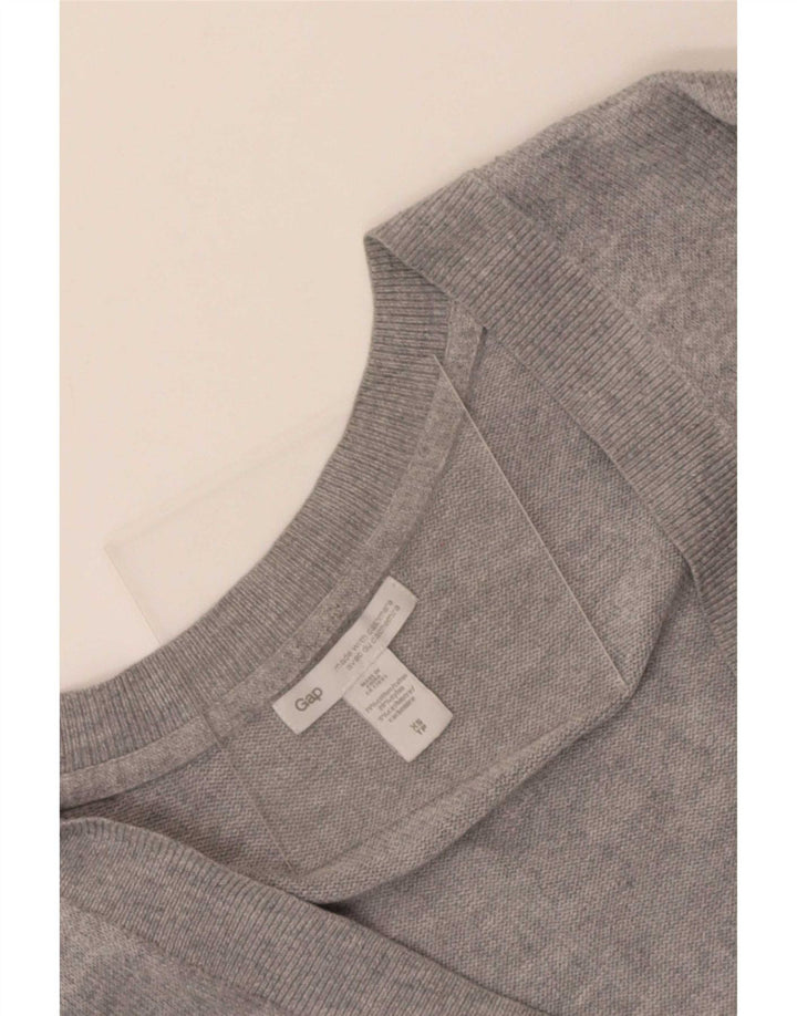 Gap Herren-Pullover mit V-Ausschnitt, XS, graue Baumwolle