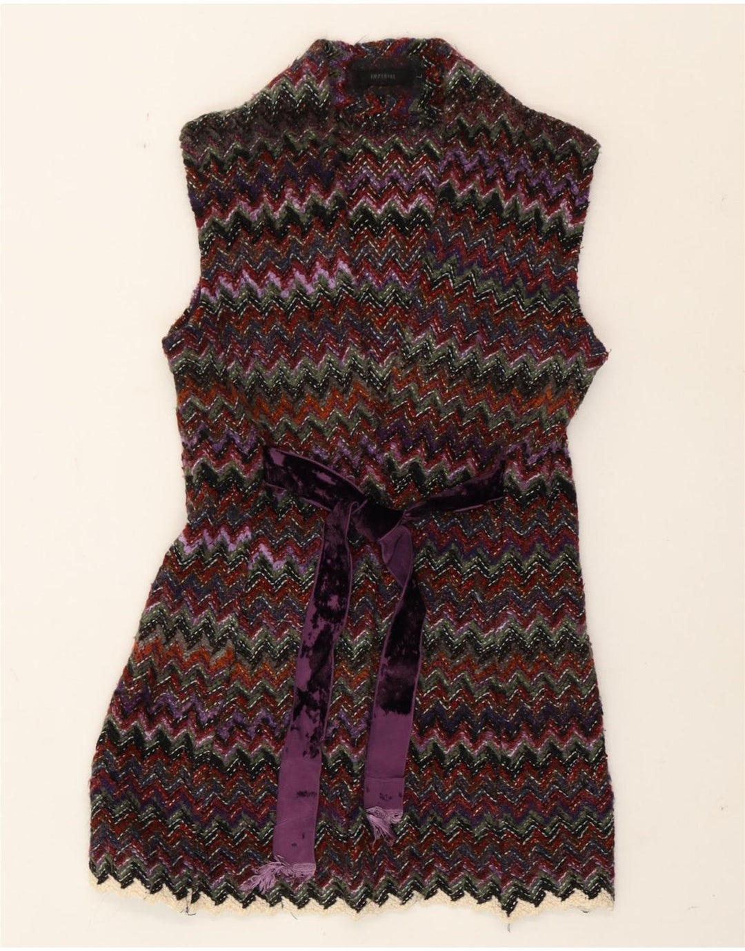 Vintage Damen Cardigan Pullover UK 10 Kleiner mehrfarbiger Chevron