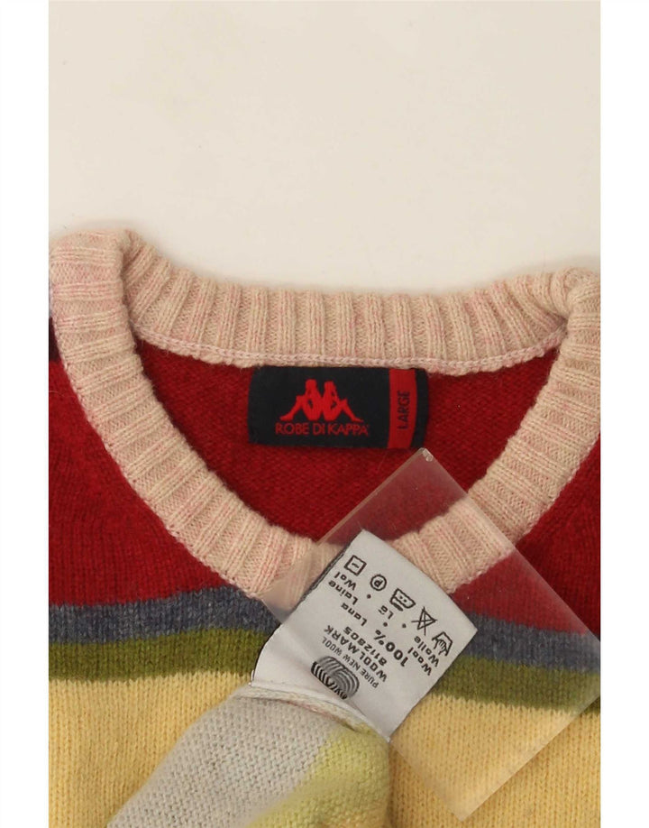 Kappa Herren-Pullover mit Rundhalsausschnitt, groß, mehrfarbig, gestreift, Wolle