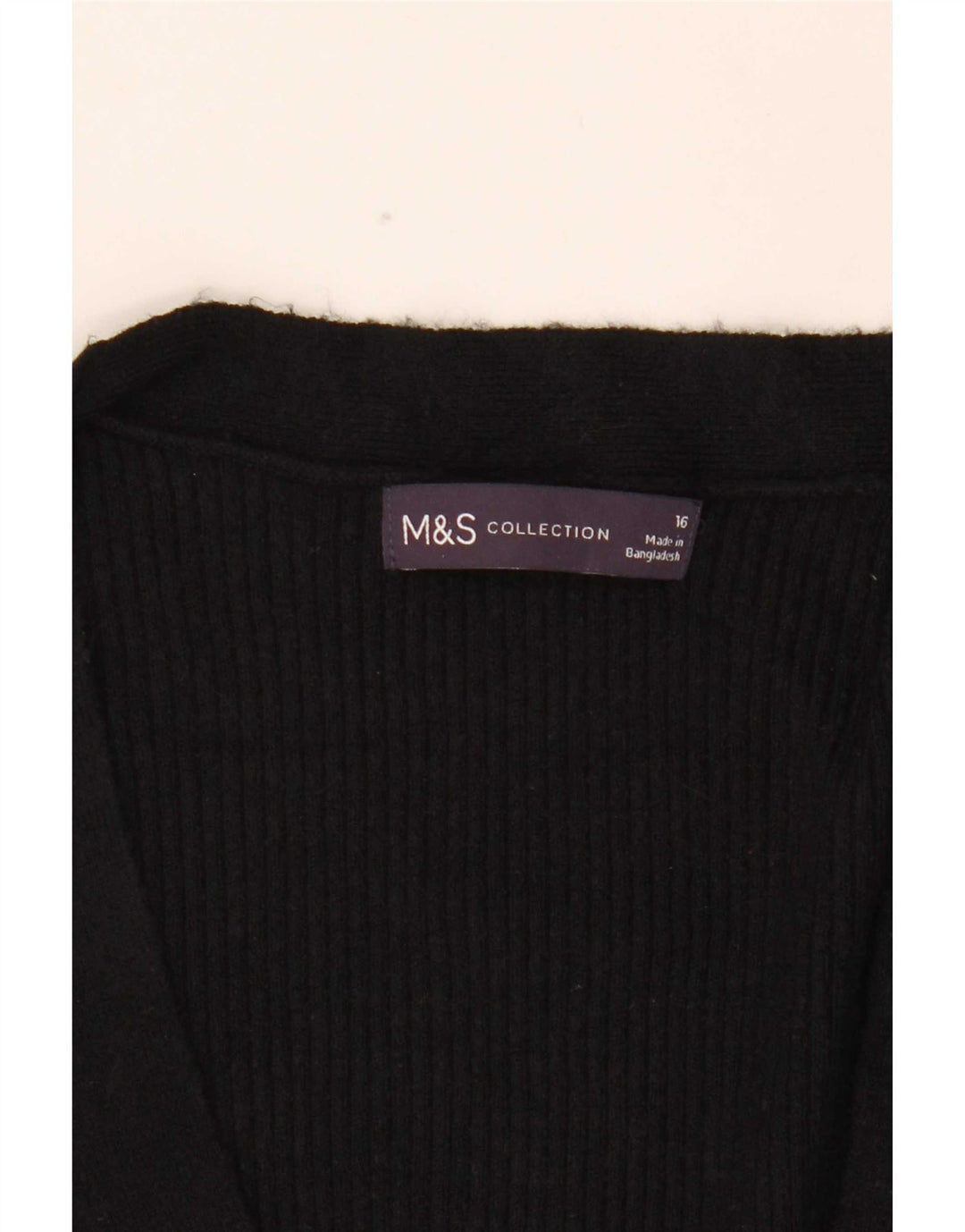 Marks & Spencer Langer Damen-Pullover mit V-Ausschnitt, Gr. 40, Größe L, Schwarz