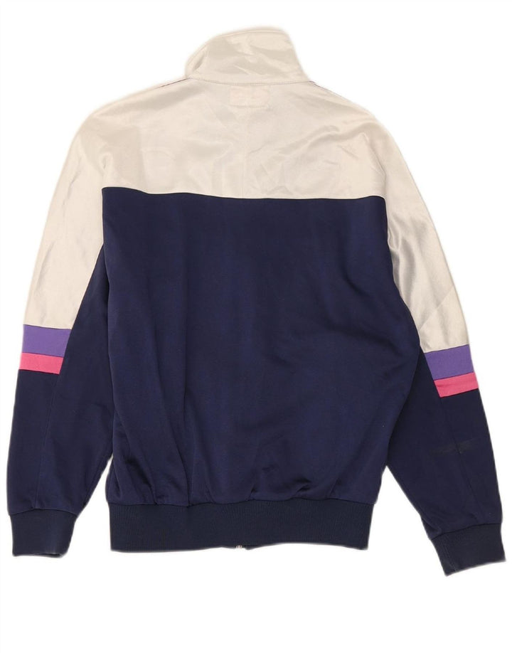 ASICS Womens Graphic Full Tracksuit UK 14 Medium Navy Blue Colourblock