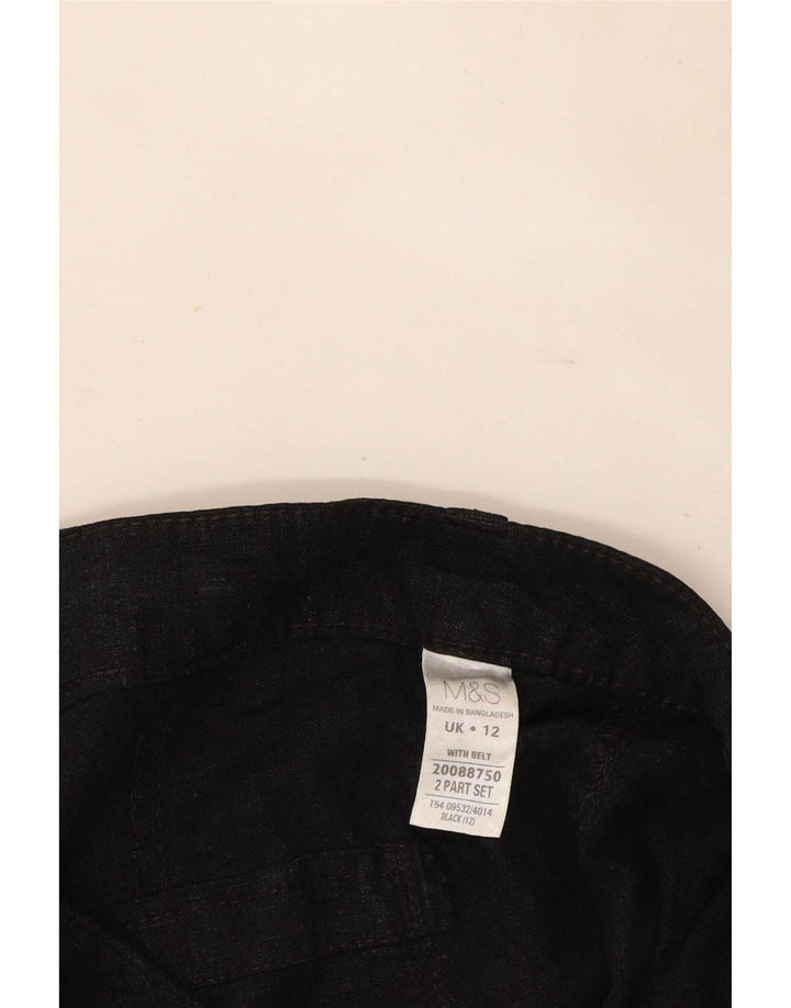 Marks & Spencer Damen Caprihose UK 12 Medium W32 Schwarzes Leinen