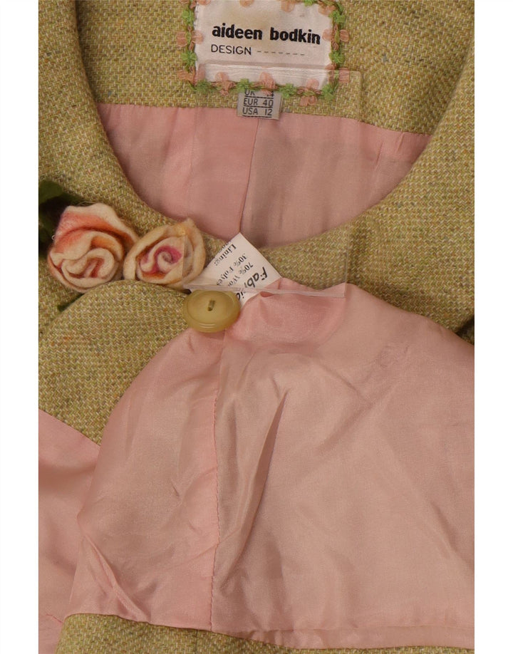 Aideen Bodkin Damen 5-Knopf-Blazerjacke UK 14 Große grüne Wolle