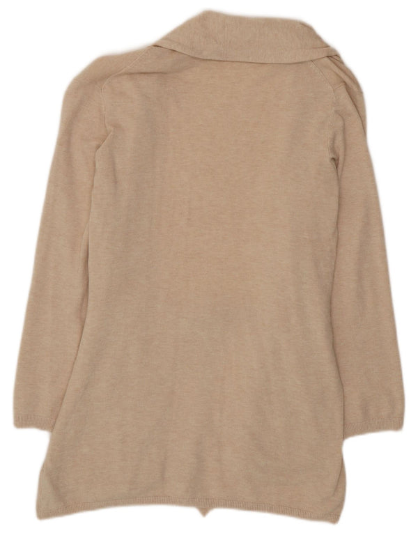 Zara Damen Longline-Cardigan-Pullover UK 12 Mittelbeige Viskose