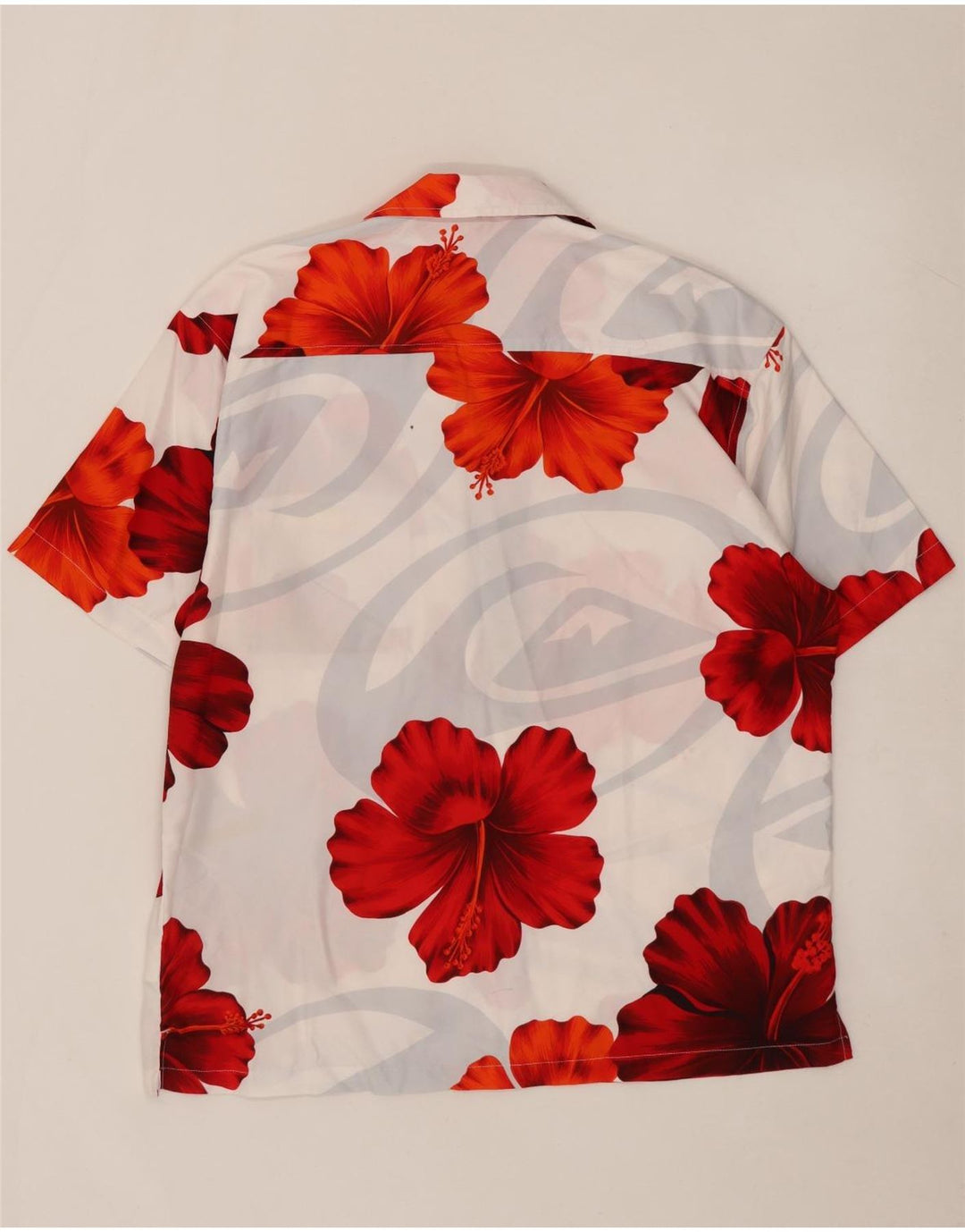 Quiksilver Herren-Kurzarmhemd, groß, weiß, geblümt, Polyester