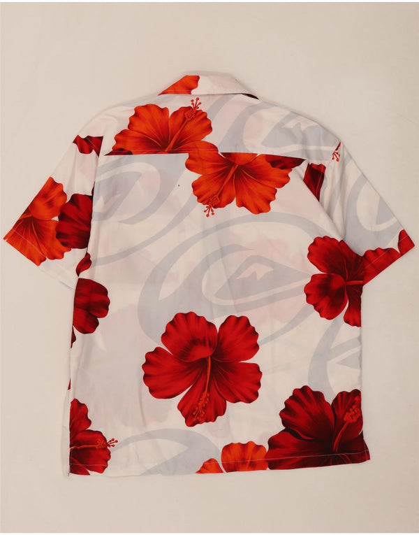 Quiksilver Herren-Kurzarmhemd, groß, weiß, geblümt, Polyester