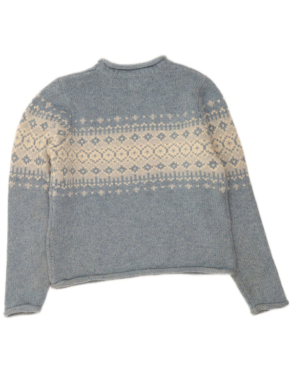L.L.Bean Rollkragenpullover für Damen, UK 14, mittelblaue Fair-Isle-Wolle