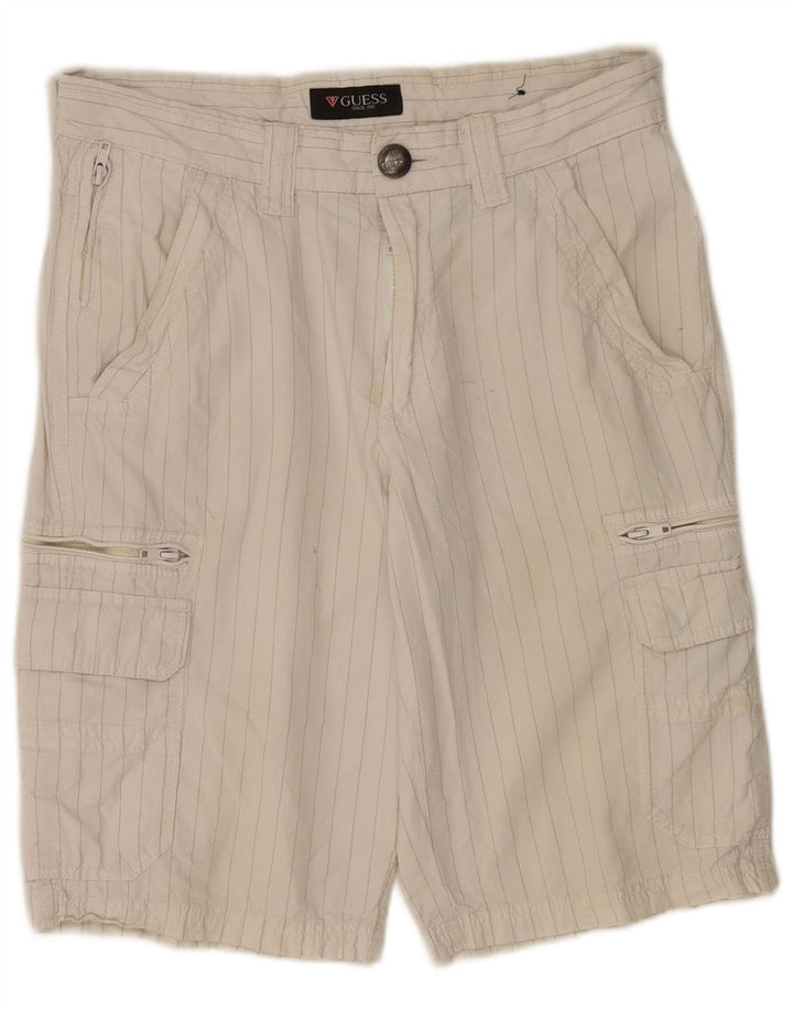Guess Herren-Cargoshorts W31 Mittelweiße Nadelstreifen-Baumwolle