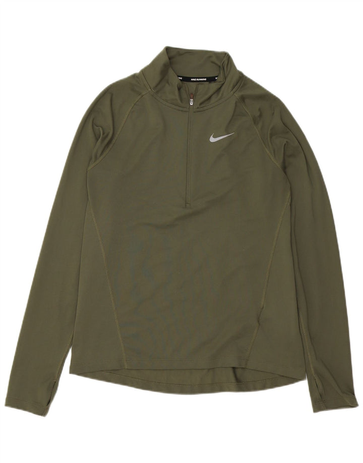 Nike Damen-Laufoberteil mit Reißverschluss, langärmlig, UK 14, mittleres Khaki, Polyester