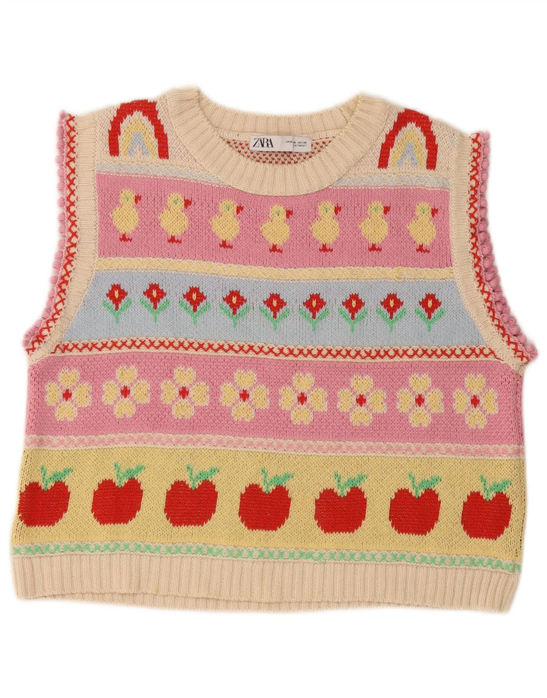 Zara Damen Grafik-Tanktop aus Baumwolle, Gr. 40, Größe M, mehrfarbig, gestreift
