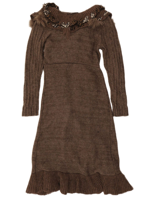 Forla Damen-Strickjacke „Paris“ mit Rüschen vorne, Gr. 10, Größe S, Braun