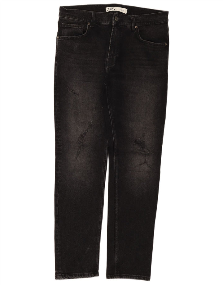 Zara Herren Slim Jeans EU 42 Large W32 L30 Schwarze Baumwolle