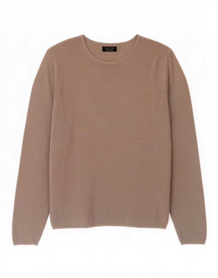 Zara Herren-Pullover mit U-Boot-Ausschnitt, Größe L, Grau