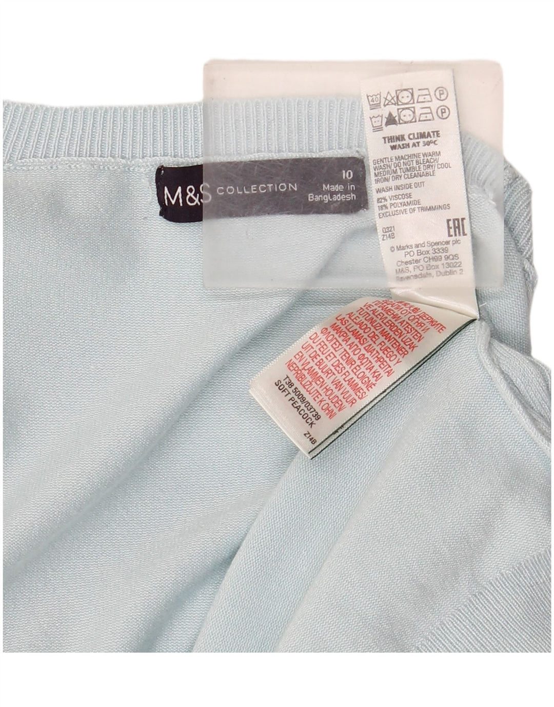 Marks & Spencer Damen Crop Crew Neck Pullover Pullover UK 10 Small Blau