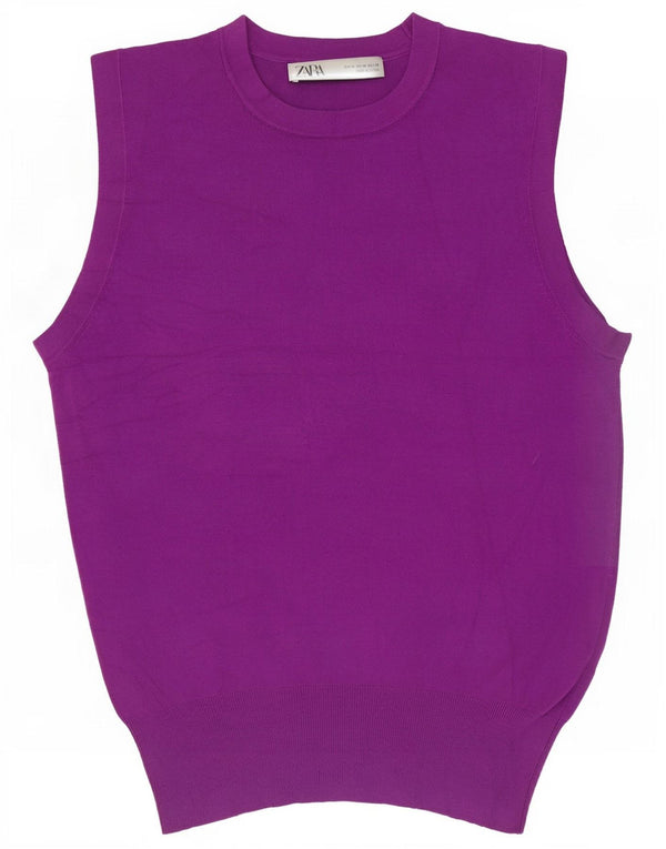 Zara Damen Weste Tank Top UK 12 Medium Lila