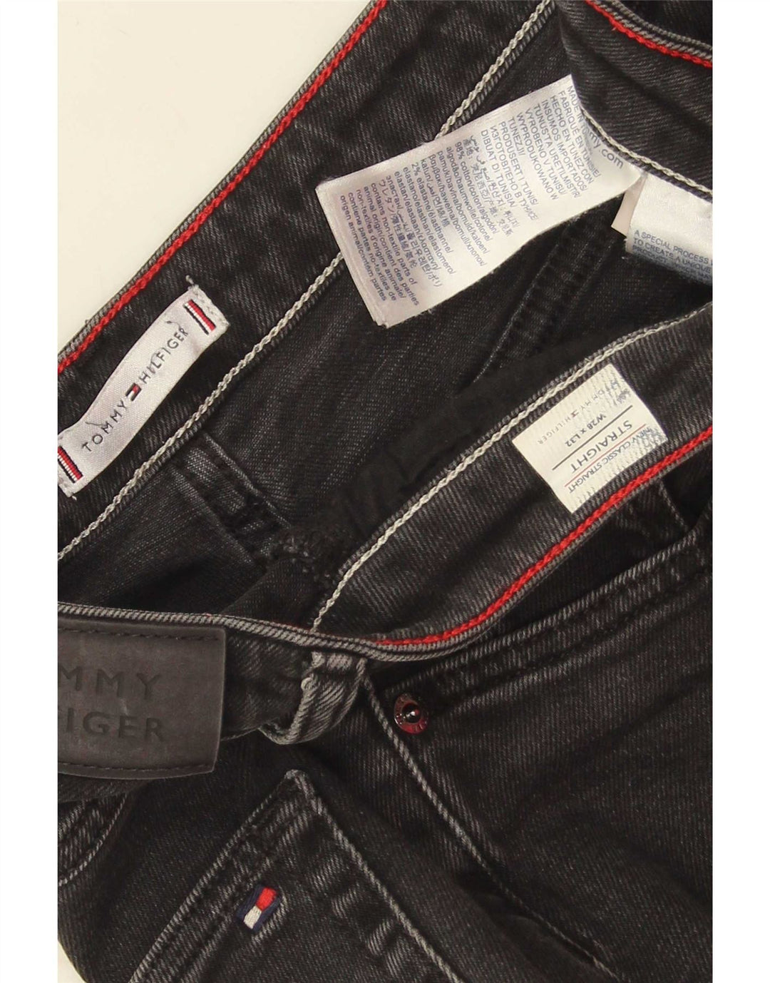 Tommy Hilfiger Damen Straight Jeans W28 L32 Schwarze Baumwolle