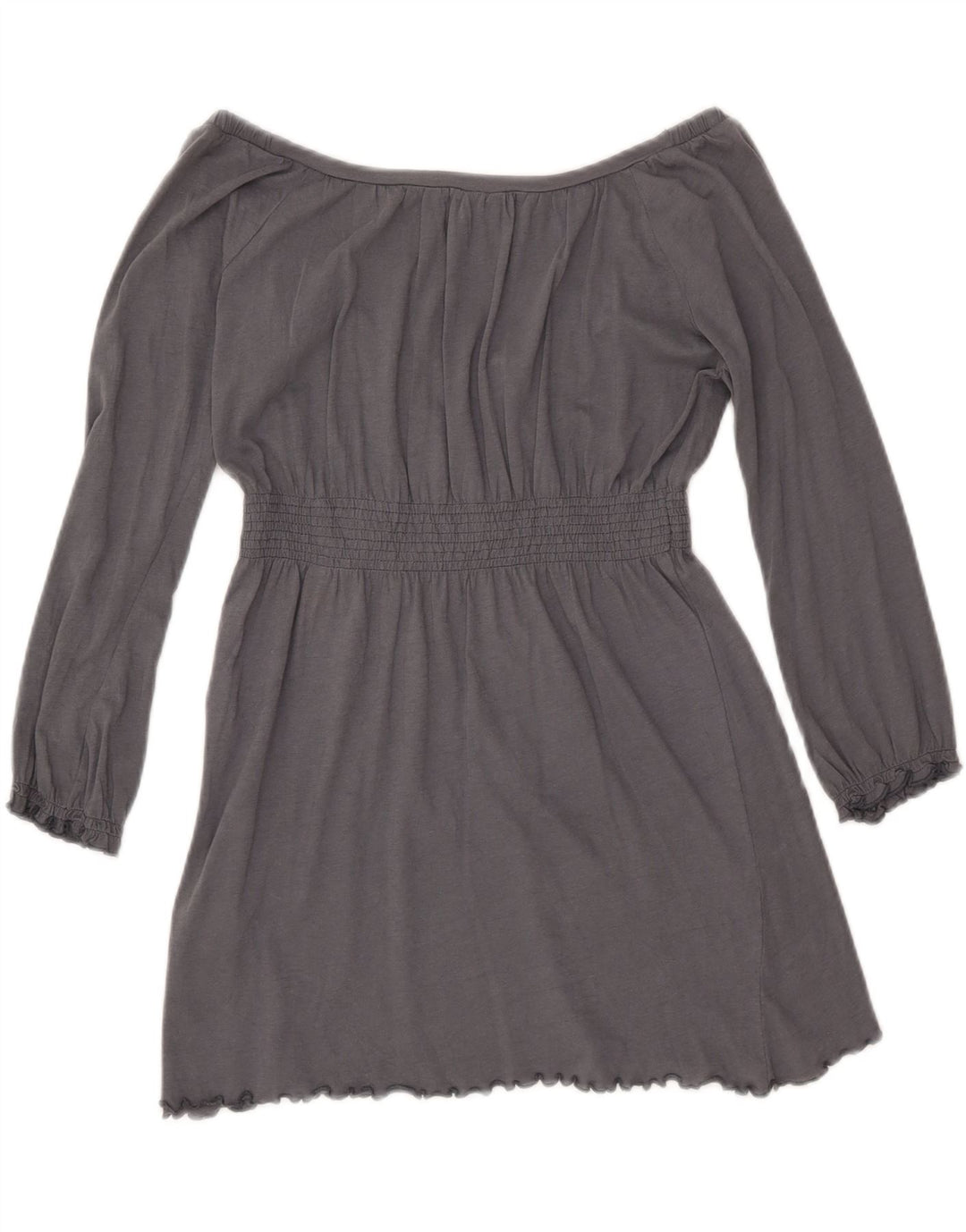 ZARA Damen Trafaluc 3/4-Ärmel-Blusenoberteil UK 12 Mittelgraue Baumwolle