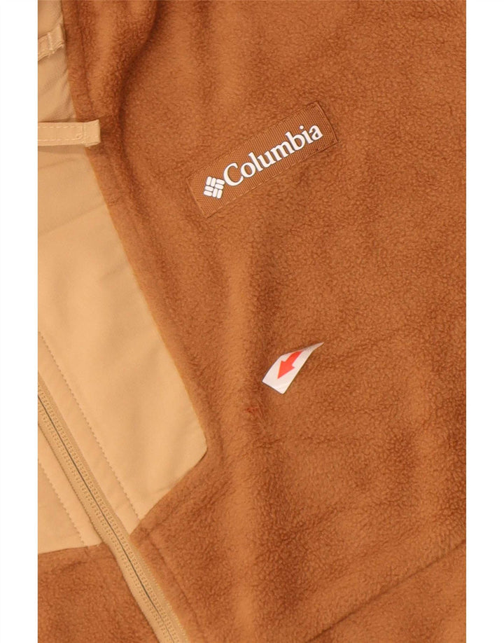Columbia Herren-Fleecepullover mit Reißverschluss am Hals, mittelbraunes Farbblock-Polyester