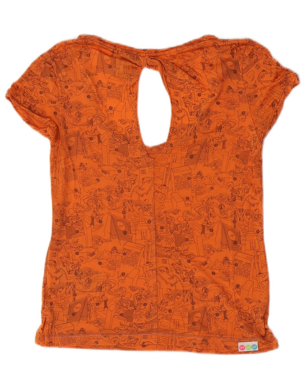Nike Womens Abstract Pattern Crop Graphic T-Shirt Top UK 6/8 XS Orange