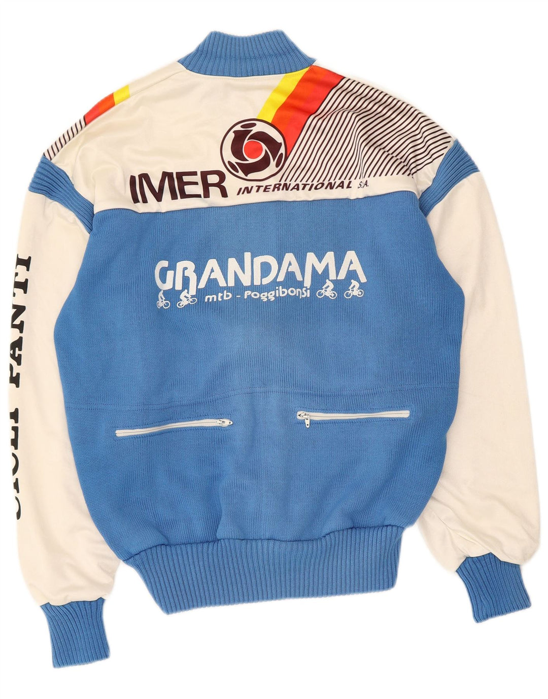 Vintage Herren-Trainingsanzugoberteil mit Grafik, IT 50, Mittelblau, Farbblock