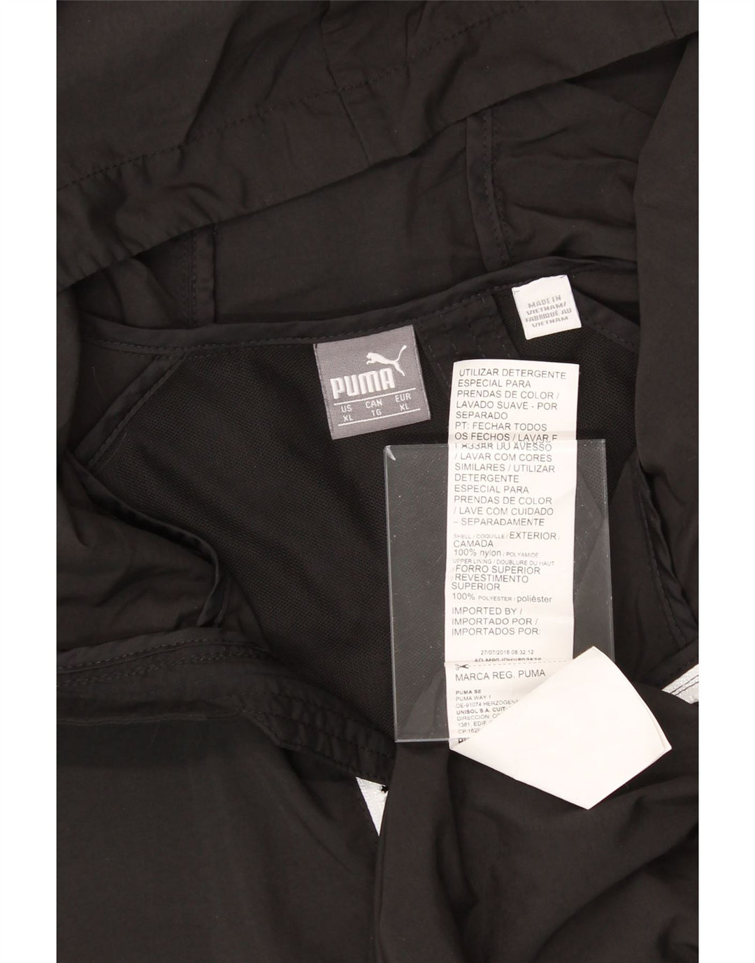 PUMA Mens Graphic Hooded Anorak Jacket UK 42 XL Black Polyester Vintage Puma and Second-Hand Puma from Messina Hembry 
